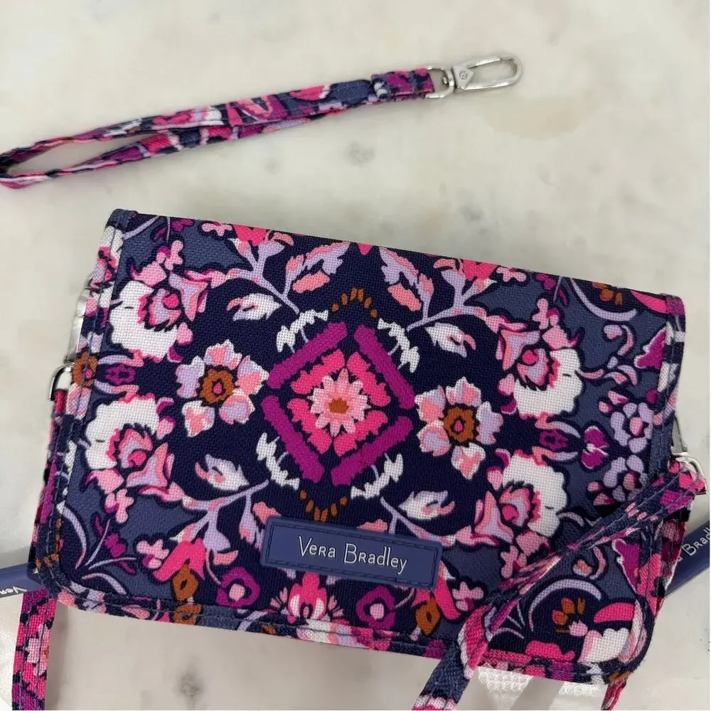 Vera Bradley Magenta Medallion RFID 3-in-1 Crossbody Wallet